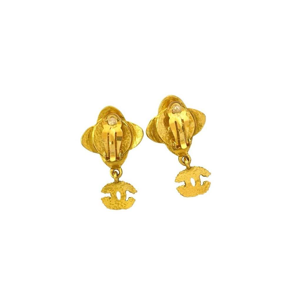 CHANEL Authentic Black Logo Earrings - Picture 4 of 4